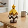 Rustic Kitchen Accessory Christmas Tree Shaped Silicone Trivet Set, Collapsible Heat Resistant Hot Pad Table Organizer with Storage Stand, Space