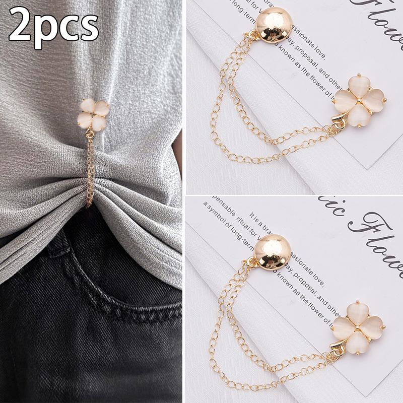 2Pcs Multi-Function Magnetic Clothing Clip With Chain Metal Buttons Clip Clothes Scarf Trouser Legs Cuff Fixing Magnet Pin