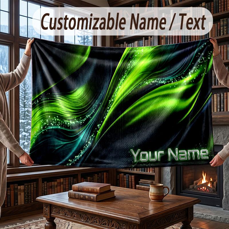 Abstract Geometric Theme Throw Blanket Custom Name Text Personalized Blanket Soft Cozy Blanket for Home Sofa Bed