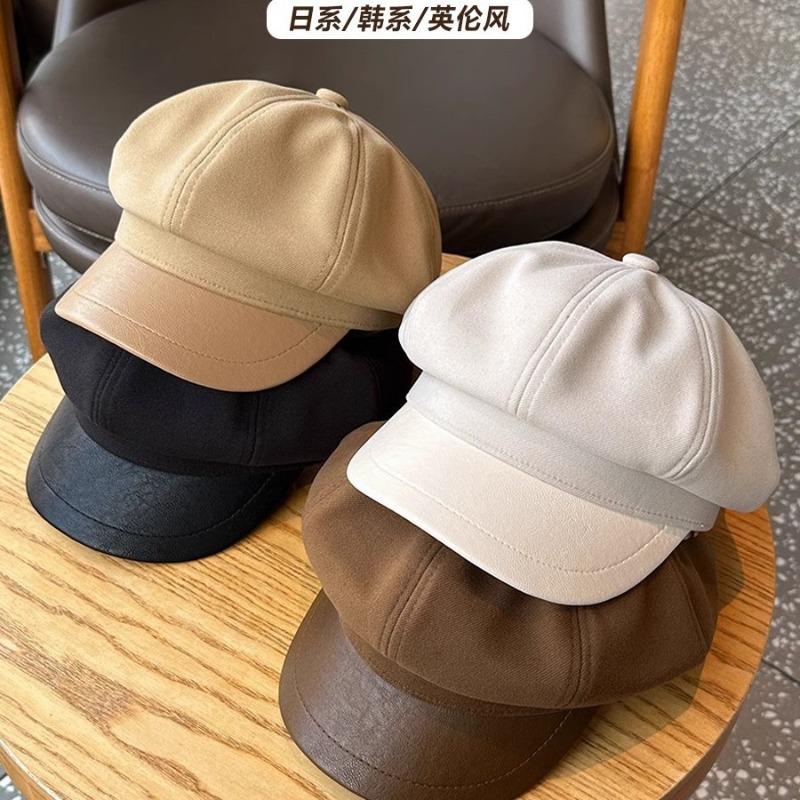 Autumn and Winter Woolen Octagonal Hat Female Face Little Girl Literary Newsboy Hat Tide Advanced Sense