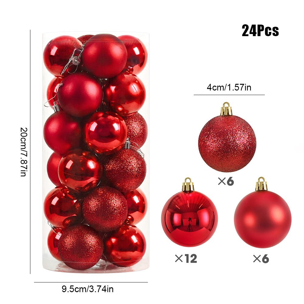 24pcs Christmas Tree Decoration 4cm Plastic Christmas Balls Sparkling Christmas Ball Xmas Tree Decoration Hanging Ornament