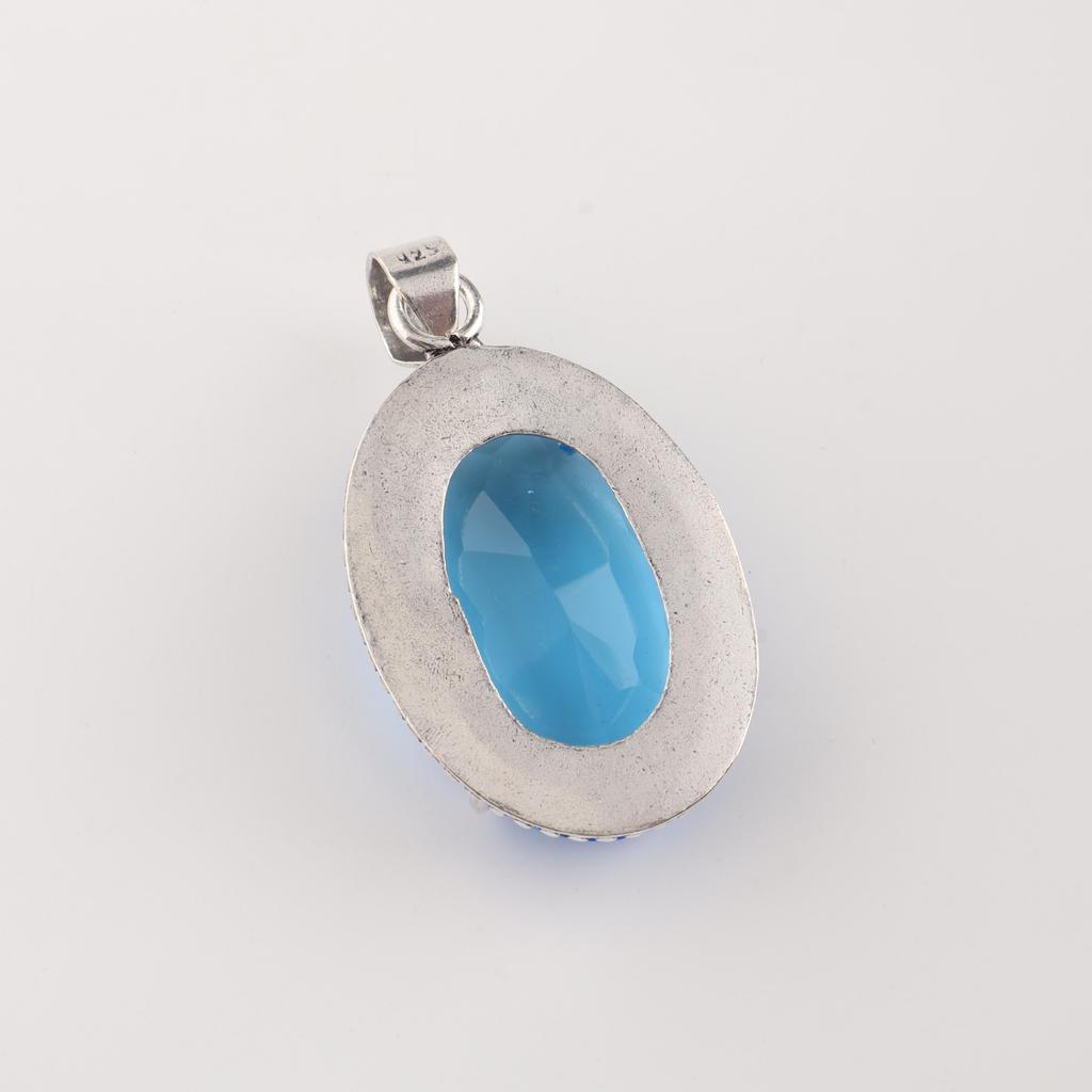 Tanzanite Gemstone Silver Pendant 1.75" , 925 Sterling Silver Jewelry, Partywear Pendant For Her, Anniversary Gift For Wife PP-63-10