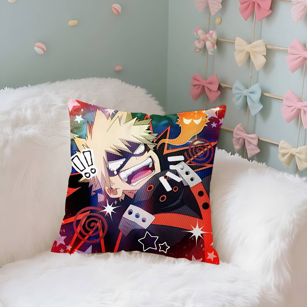 Cute BBakugo KatsukiS Anime Throw Pillow Covers Pattern Cushion Cover Suitable For Sofa Bedroom Car Pillow Cover
