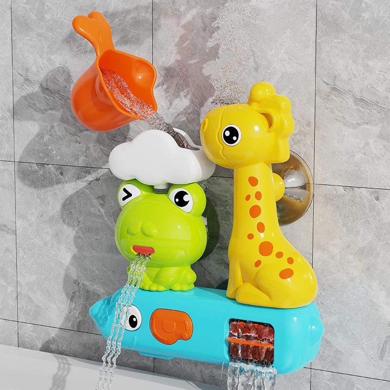 Children s Frog Water Sprinkler Bath Toys Set with Spinner and Suction Cup