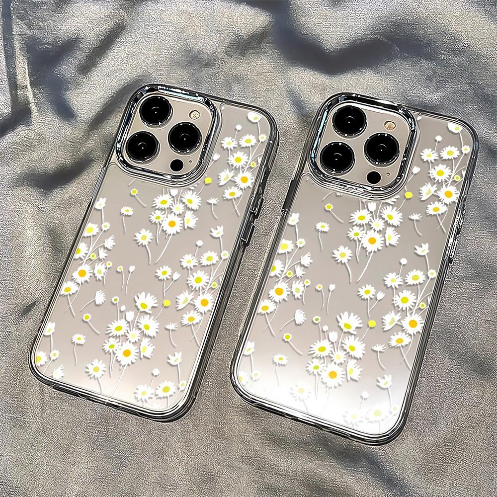 Full Screen Small Yellow Flowers Clear Phone Case For IPhone 17 Air 16 15 14 13 12 11 Pro Max XR X XS 7 8 Plus Silicone Cover