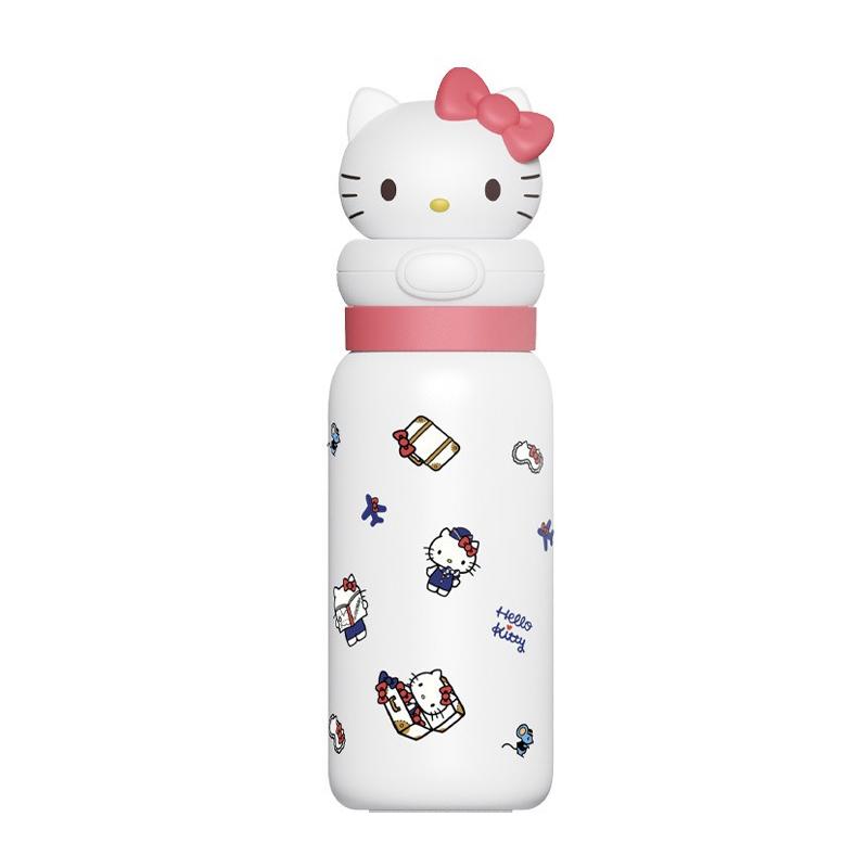 

400ml stainless Steel Cartoon Straw Cups Sanrio Thermos Cup with Lifting Rope Hello Kitty My Melody Portable Kids Water Bottle 400ML