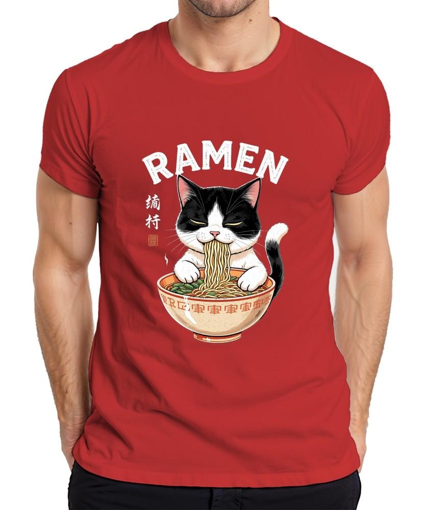 Raunisex Cat Noodles Food Japanese Funny Gift Vintage Unisexs Tshirt