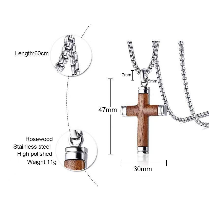 Hot-selling solid wood cross pendant niche personality summer men s necklace