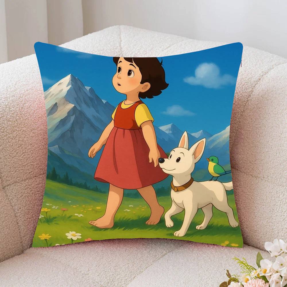 Japanese Anime Movie H-Heidi Pillow Case Fashion Square Pillowcase Bedroom Sofa Room Ins Decoration Leisure