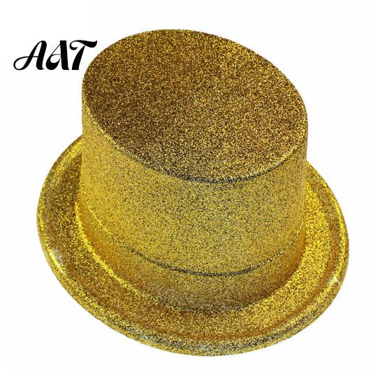 Decorative Props for Holiday Displays Shiny Top Hats, Glitter Hat Adult Kids, Colorful Magician Hat, Victorian Dress Up Christmas Stylish Wide