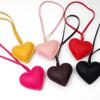 Love Heart Keychain Car Keyring Bag Pendant Cute PU Leather Hanger  Car Accessory