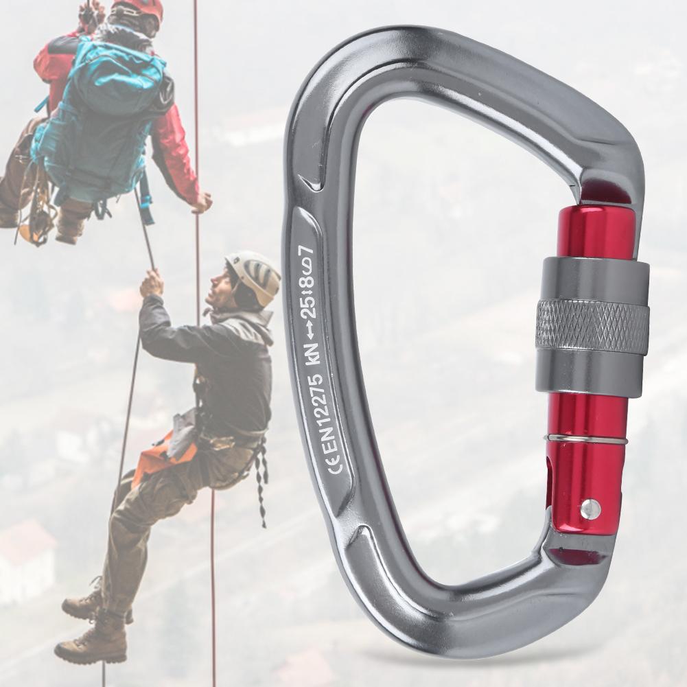 Outdoor Aluminium Alloy D Lock Hammock Backpack Cable   Rock Climbing Carabiner