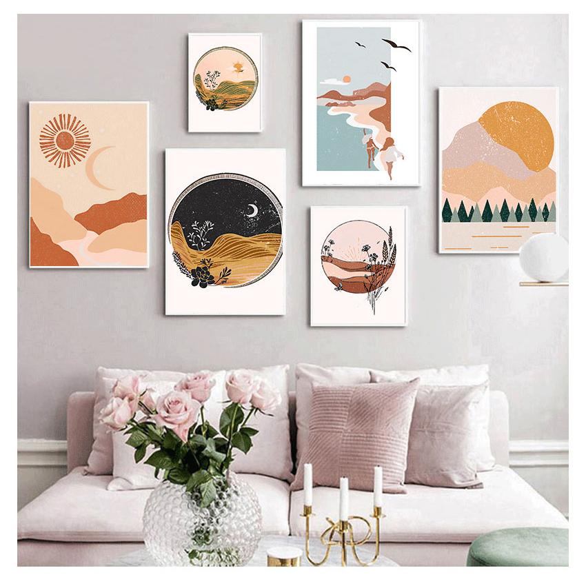 

Пейзаж, настенная живопись на холсте, плакаты на скандинавскую тему и принты, настенные панно для декора гостиной, горы, море, лес, абстрактные