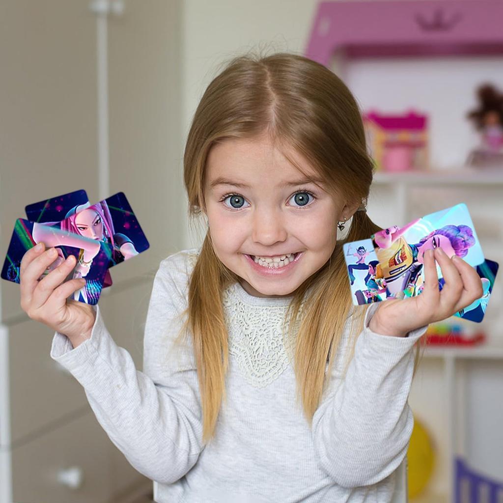 30 Pcs K-POP Anime Collectible Cards, Cute Chibi Idol Holographic Stickers Set, Laser Sparkling LOMO Cards for Fans