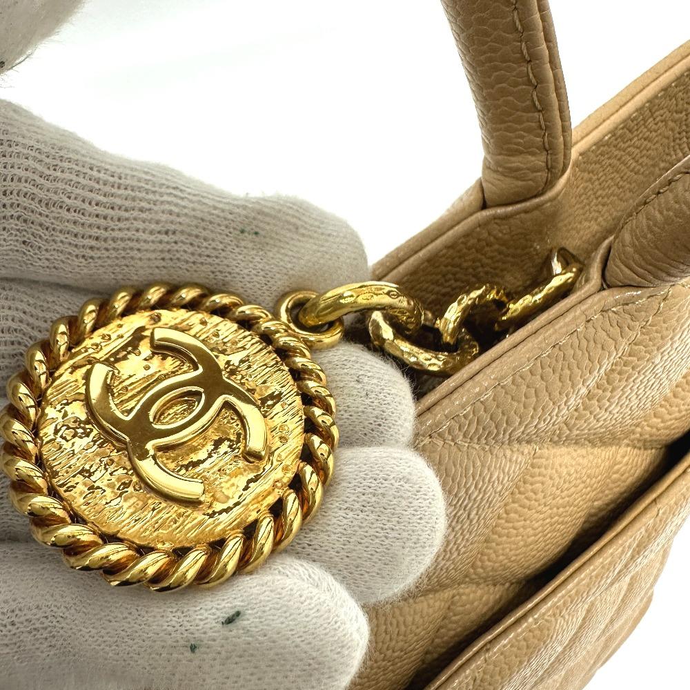 Chanel A01804 CC CC Mark Reissue Tote Bag Caviar Leather Beige