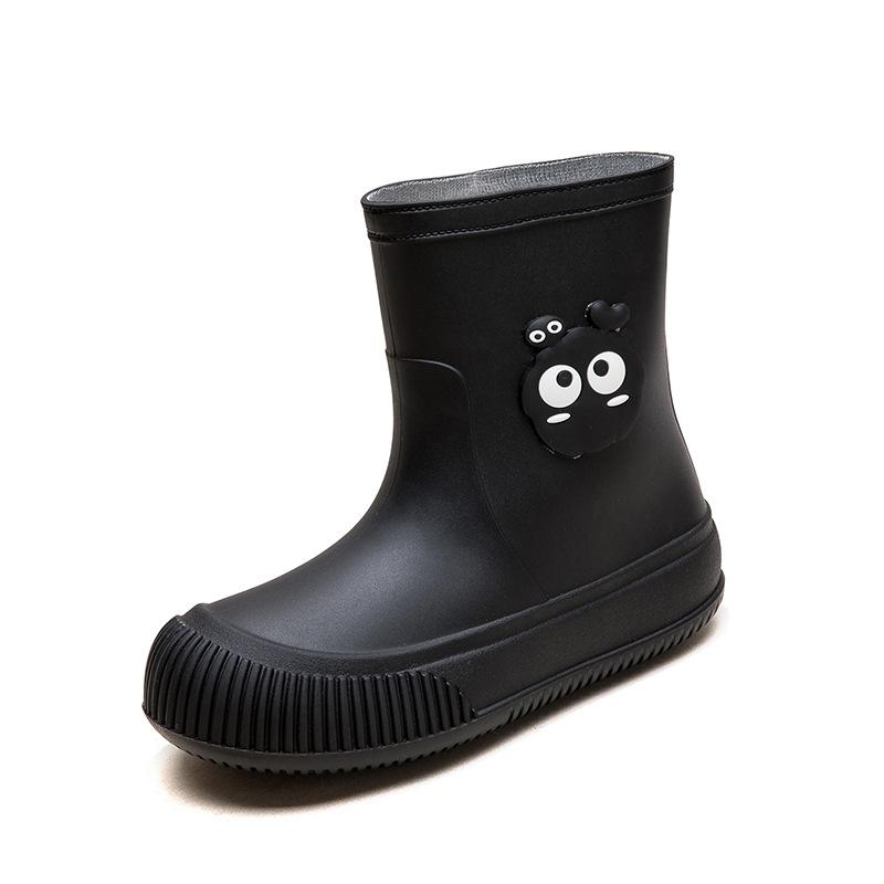 

Women s short rain boots new velvet removable rain shoes outdoor water shoes fashionable and lightweight waterproof and non-slip rubber shoes 38 чёрный