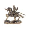 Brass General Figurine Retro Guan Yu on War Horse Statue Distressed Desktop Sculpture Collectible for Bookshelf Cabinet Display