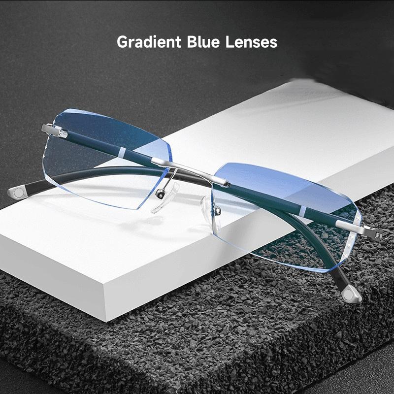 Rimless Anti-Blue Light Reading Glasses Men Women Rhinestone Blocking Blue Llight Eyewear Optical Lenses De Lectura