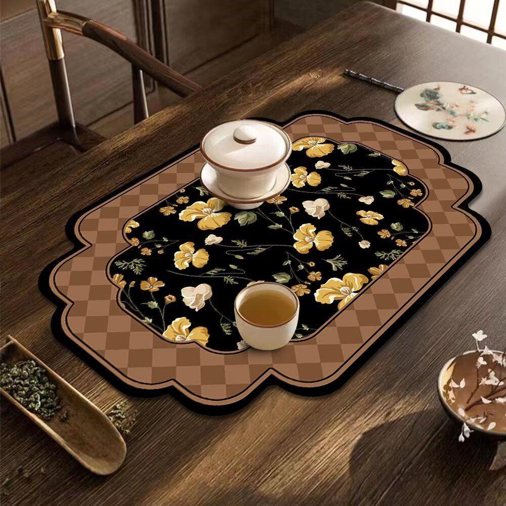Diatomaceous Earth Kitchen Drain Mat, Custom-Shaped Insulated, Absorbent, Quick-Drying Placemat, Thickened, Wear-Resistant Bowl and Plate Mat
