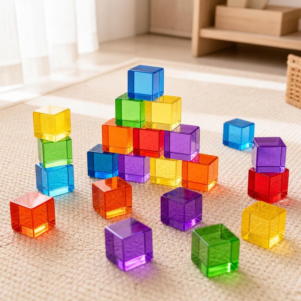 20 Pieces Acrylic Blocks Light-Catching Stacking Block Set Smooth-Edged
