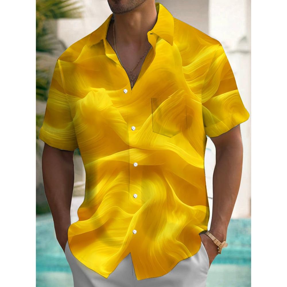 Nuova Camicia Stampata Hawaii Primavera/Estate Moda Tempo Libero Passeggiata in Strada Turista Spiaggia Apertura Totale Manica Corta con Bottoni