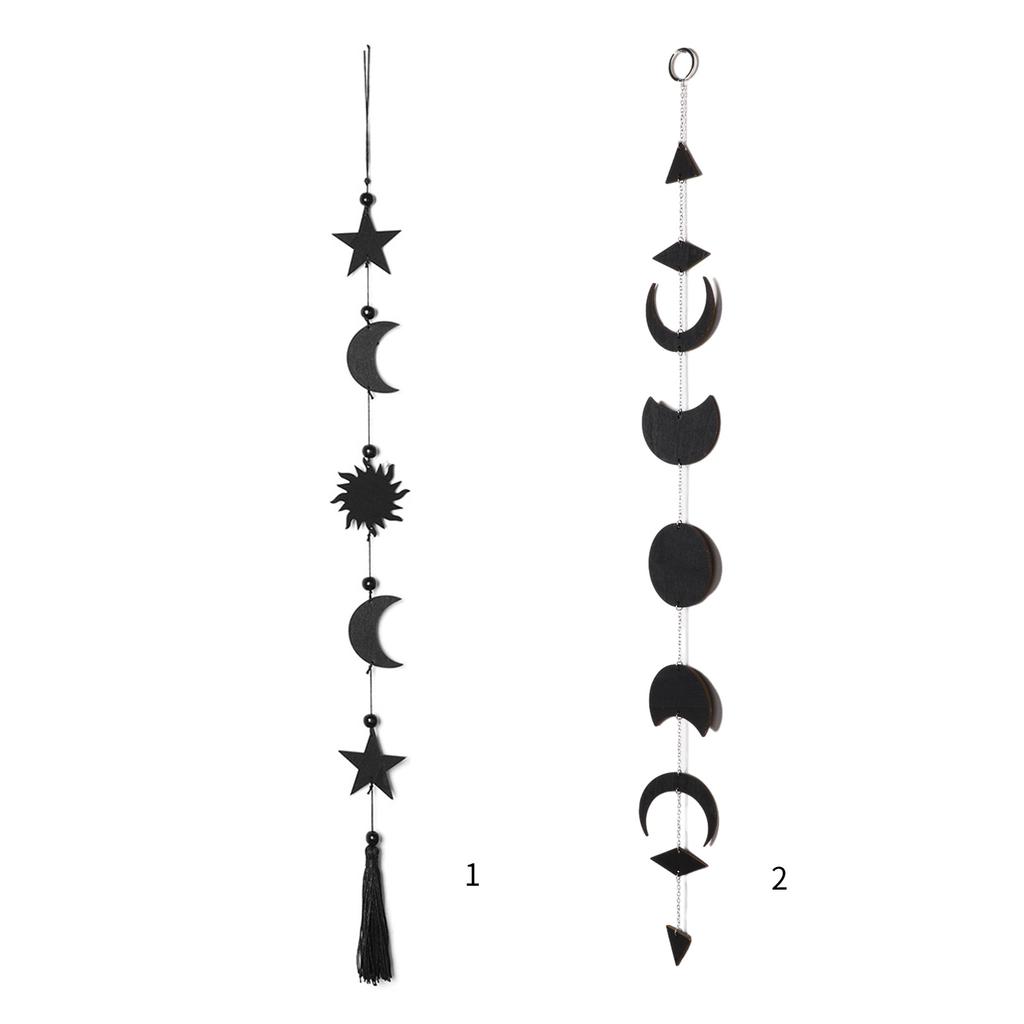 Moon Phase Wall Hanging Pendant Wood Wall Decorations for Office Nursery Window Bedroom Garden Wall Ornaments Art