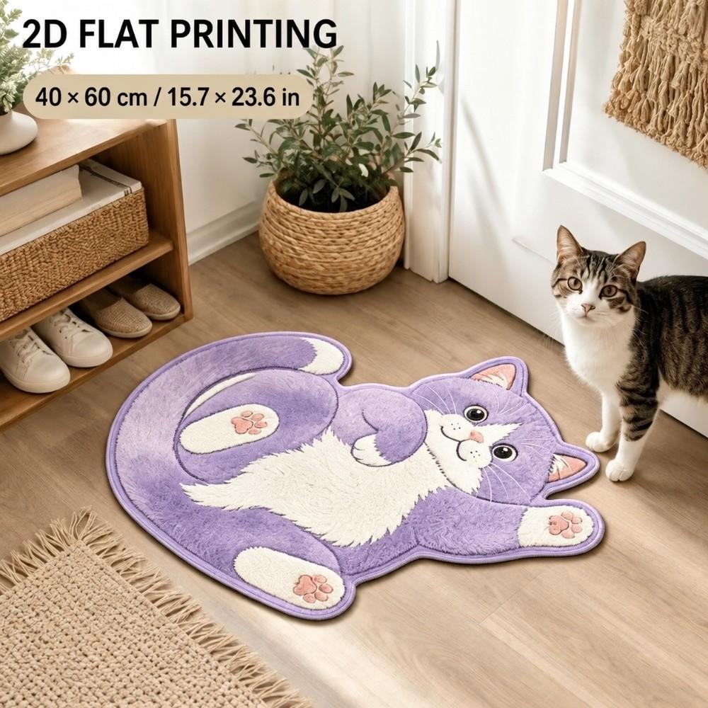 Crystal Velvet Bathroom Carpet Soft Bedside Door Mat Creative Cat-Shaped Area Rug Home Decor