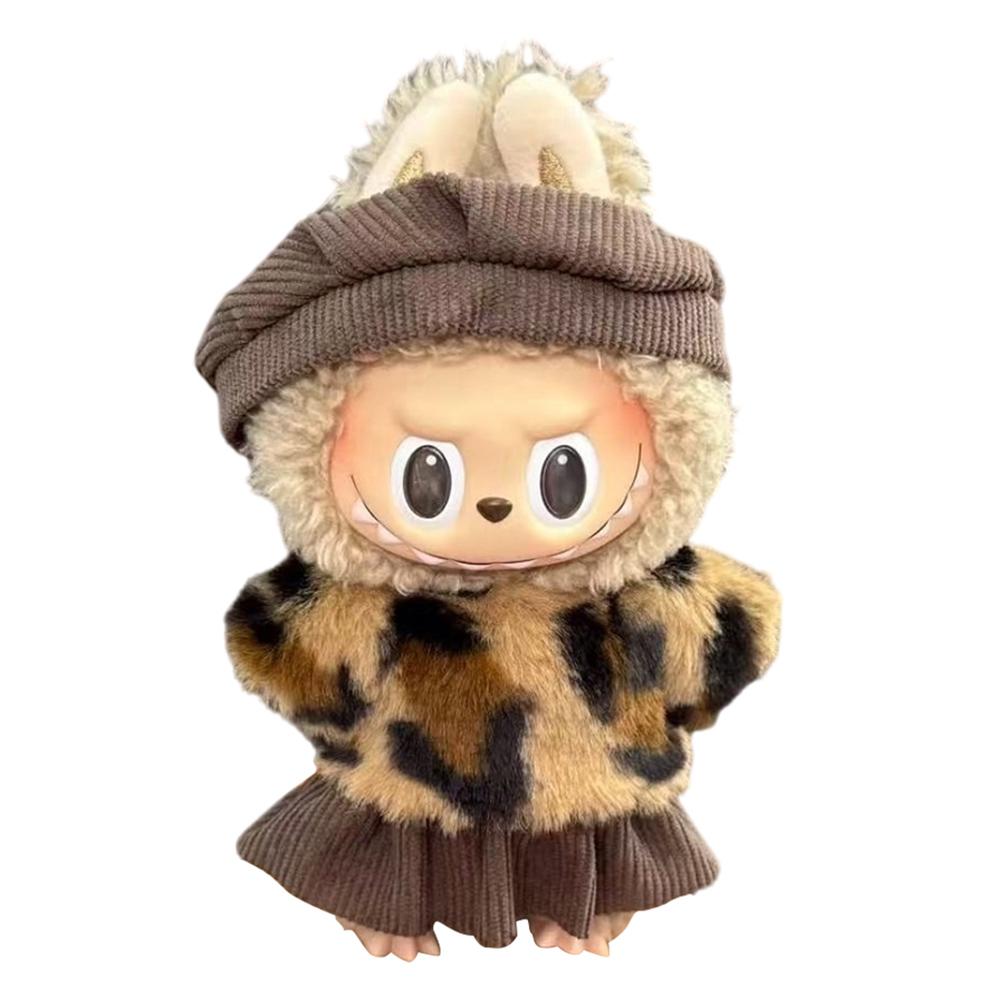 

Плюшевая одежда для кукол с леопардовым принтом, декоративная мультяшная игрушка в виде животного, юбка, сделай сам, кавайные плюшевые куклы, топы со шляпой для подарков на вечеринку коричневый