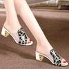Fashion 2025 Women's Slippers Peep Toe High Heels Summer New Wear Square Heel Women Shoes Fashion Slippers Lady Shoes Footwear