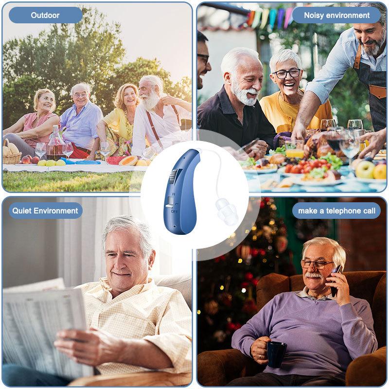 BTE Rechargeable Hearing Aid Pair for Elderly - Overseas Version