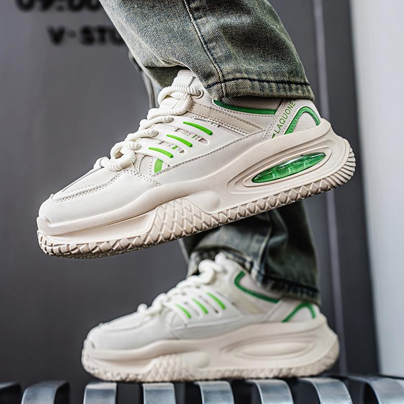 Tênis Esportivos Masculinos Casual Estilo de Rua Plataforma Tênis Estudantes Tamanho Grande Preto Tênis de Skate Aumento de Altura