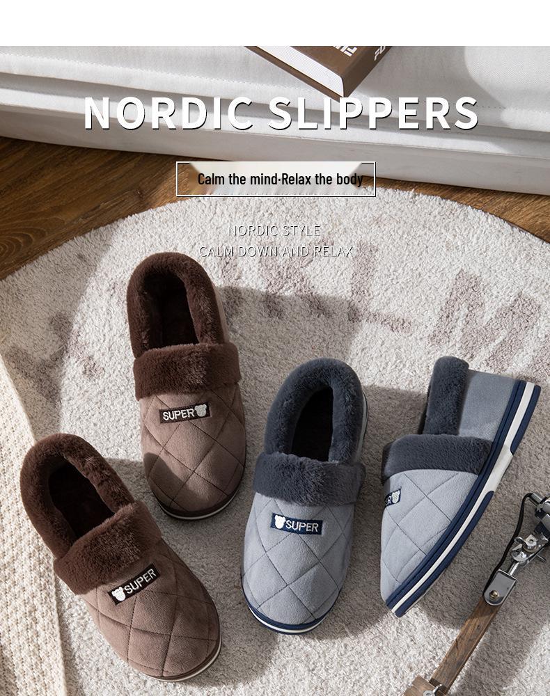 Men's Winter Backless Cotton Slippers, Extra Large Sizes, Warm Thick Sole (46-48)