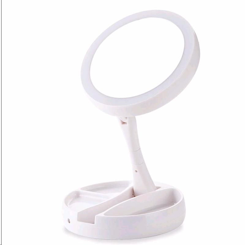 Foldable USB Charging or LED Battery Mirror Night Cabinet White Cosmetic Mirror with 10x Magnifying Mirrors | Bath Mirrors