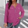 2025 Spring/Autumn Plus Size Women's Long Sleeve V-neck Zipper T-shirt