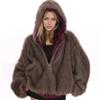 Cappotto da Donna Oversize Double-sided con Cappuccio Foderato in Ecopelliccia Giacca Zip Up Calda Invernale Larga Casual Capospalla