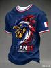 Frankreich Nationales Fußballtrikot V-Ausschnitt Buchstabendruck Französische Flagge Ärmel Kurzarm Fußballfan Sportoberteil Familienpassend 2026