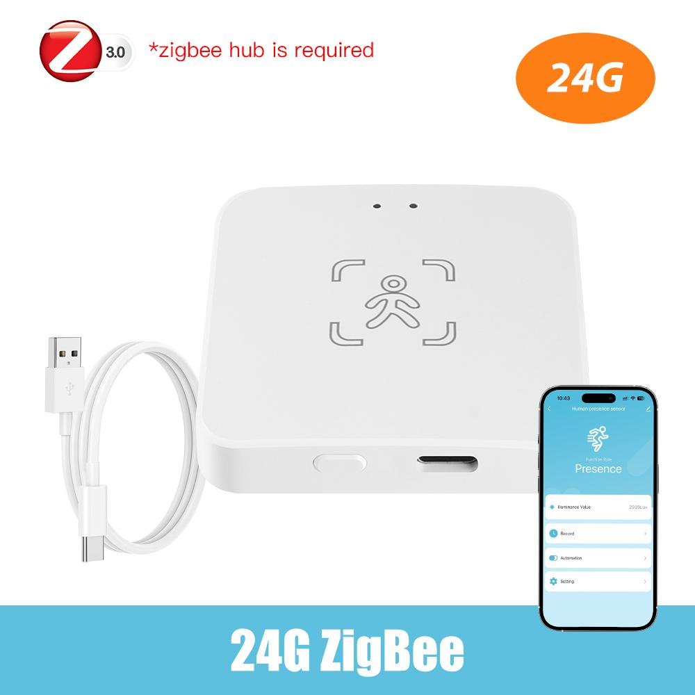Tuya WiFi /Zigbee Human Presence Detector Smart Human Body Sensor MmWave Radar Microwave Motion Sensor Intensity Detect 5.8G 24G 24G ZigBee