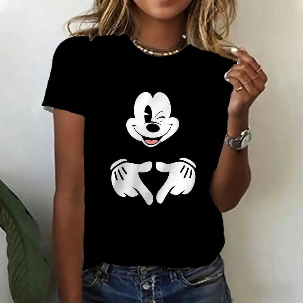 Cartoon Print Tops Fashion Simple Short-sleeved Versatile T-Shirts Women's