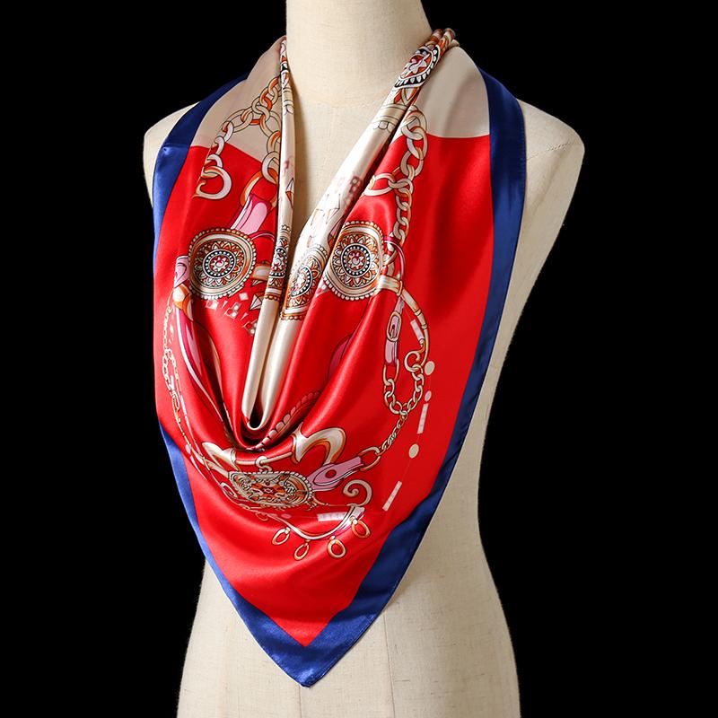Women Silk Square Scarf Lady Bandana Head Wrap Shawl Satin Foulard Female Large Hijab Neckerchief Scarves Pashmina 2021 Headband