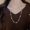 Rose Pearl Bead Necklace Set French Niche Light Luxury Collarbone Chain High-End New Necklace