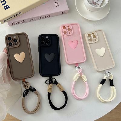 Heart Lanyard Phone Case For Samsung Galaxy S20 S21 S22 S23 S24 FE S25 Edge Ultra Plus A07 A17 M56 M36 5G Soft Rope Cover