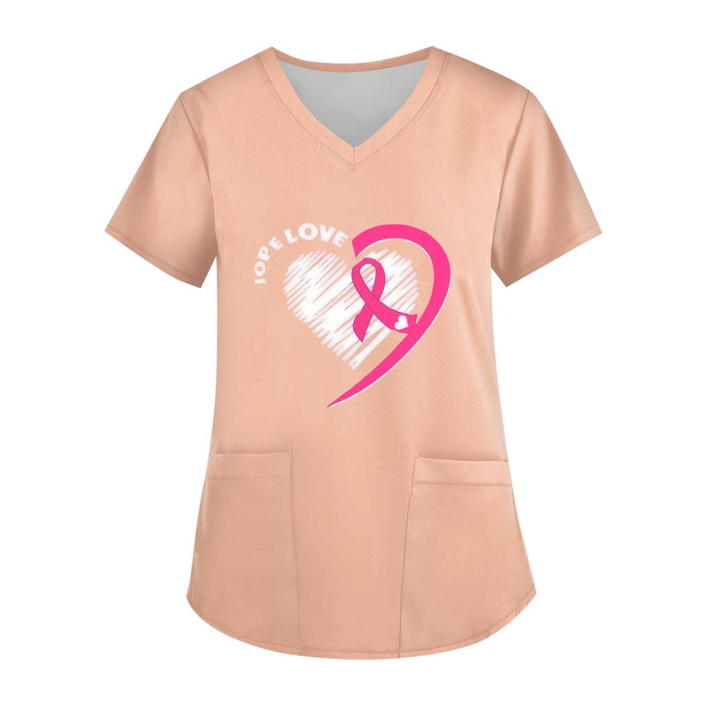 Women's V-Neck Short-Sleeve Pocketed Top With Side Slit