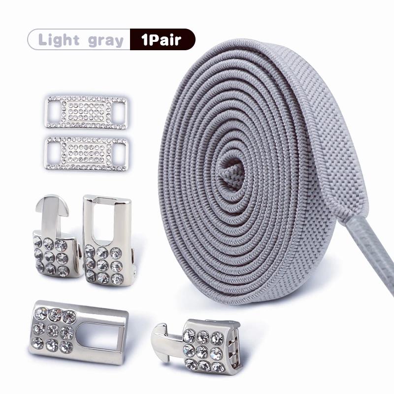 No Tie Shoe Laces Elastic Laces Silver Diamond Buckle Sneakers Tennis Shoelaces Without Ties Flat Shoelace for Shoes Accessories