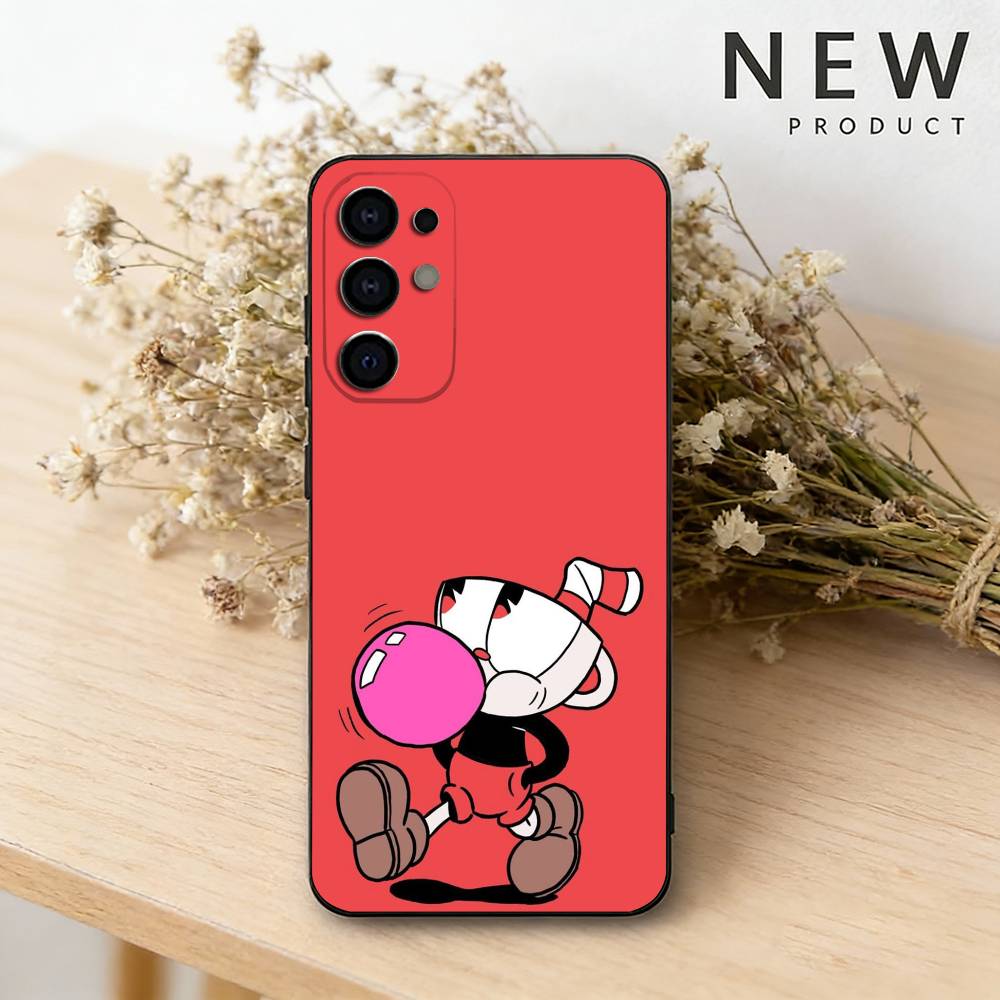 

Cute CupHead And MugMan phone Case For Samsung S26,25,24,21,22,23,30,20,Ultra,Plus,Fe,Lite Black Soft Cover Samsung S26ULTRA