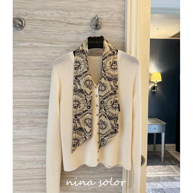 NINA SOLOR Double-Sided Silk Long Scarf