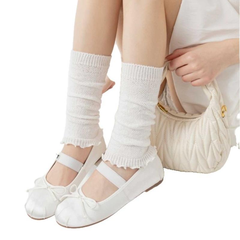 Sock Pile Pile Socks - Spring and Summer Pure Color Embroidered Leg Socks - Versatile and Slimming - Perfect for Children's Long Socks and Leggings