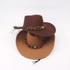 New Artificial Suede Western Cowboy Hat Felt Tibetan Style Top Hat Ethnic Soft Roll Brim Cowgirl Cap Outdoor Riding