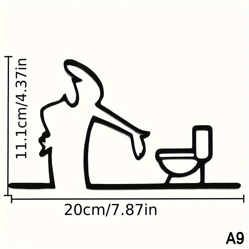 Minimalistický kovový koupelnový znak Ornament Symbol toalety Sprchová figurka Dveřní umělecký znak Domácí nástěnná umělecká dekorace Humorný design