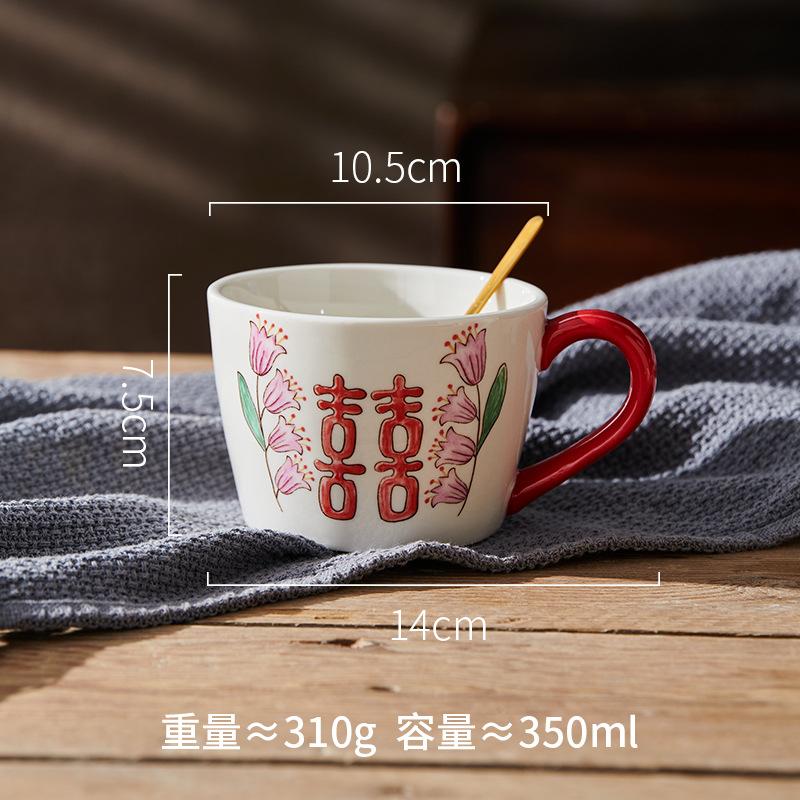 Festliches Geschirr im Retro-Stil, Weihnachtsgeschenke für das chinesische Neujahr, Haushaltsteller mit Blumenmuster, Keramikschüsseln, Suppenschüsseln mit großem Fassungsvermögen, Zweiohrschüsseln