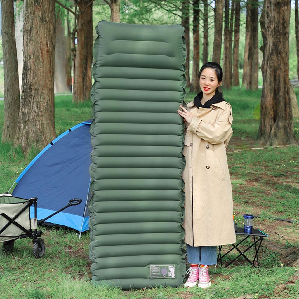 Camping Sleeping Pad with Built-in Pillow Inflating Ultralight Backpacking Air Mattress Waterproof Portable Camping Mat for Tent Hiking Travel Outdoor